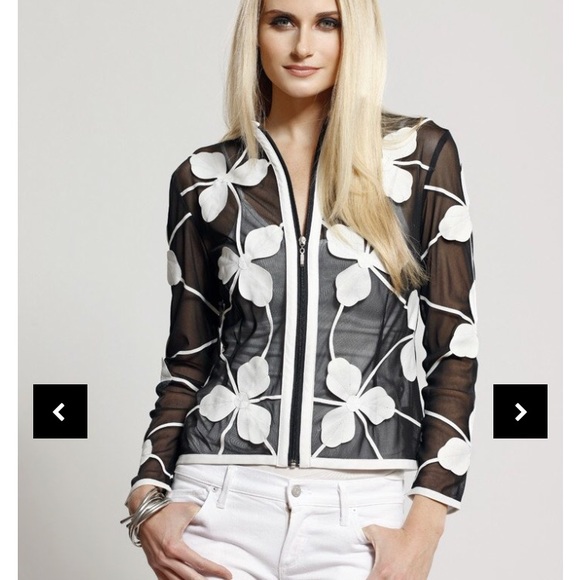 Dolce Cabo Floral Faux Leather Mesh Jacket - Picture 3 of 13